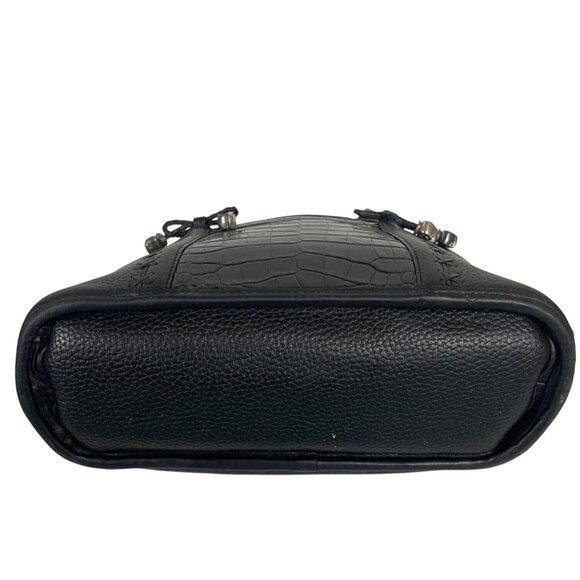 Brighton Black Leather Crocodile Print Embossed Satchel Bag - Picture 11 of 15